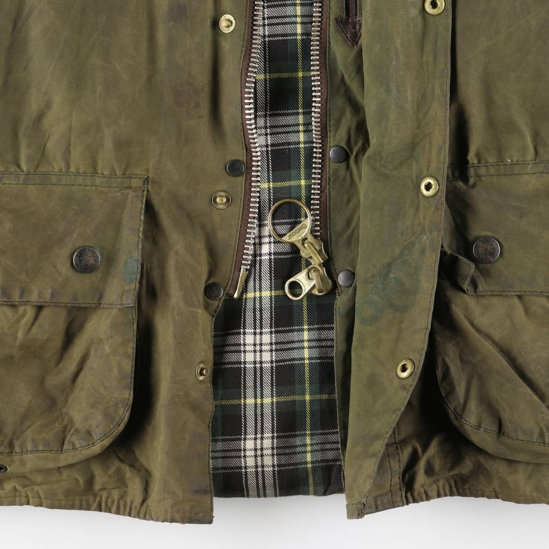 2000'S Barbour Beaufort 3-Warrant Badged Oiled Hunting Jacket, Made in the UK, C40, Men's Size M cotton Khaki type Vintage Second Hand