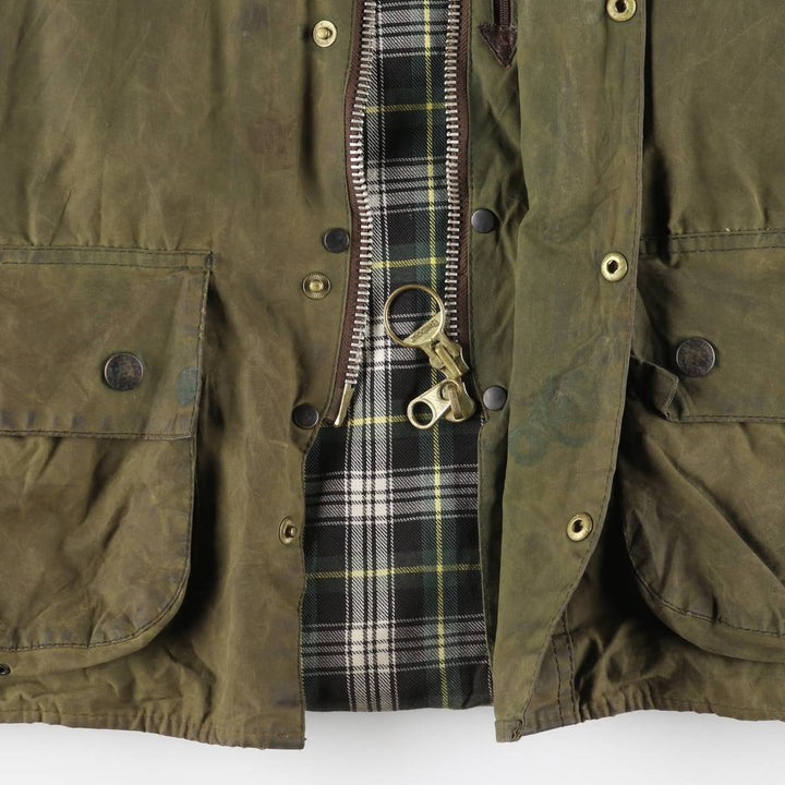2000'S Barbour Beaufort 3-Warrant Badged Oiled Hunting Jacket, Made in the UK, C40, Men's Size M cotton Khaki type Vintage Second Hand