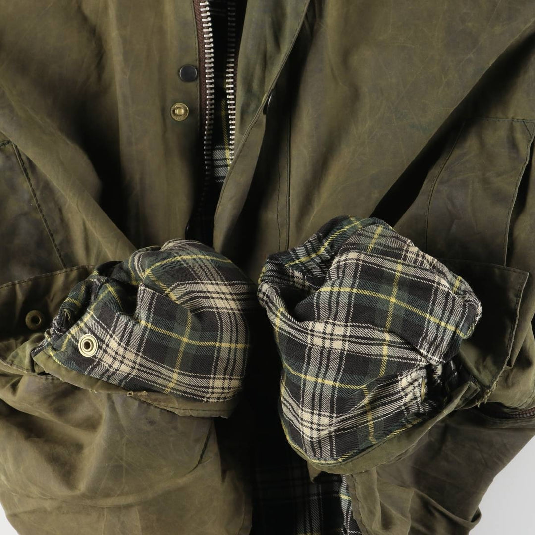 2000'S Barbour Beaufort 3-Warrant Badged Oiled Hunting Jacket, Made in the UK, C40, Men's Size M cotton Khaki type Vintage Second Hand