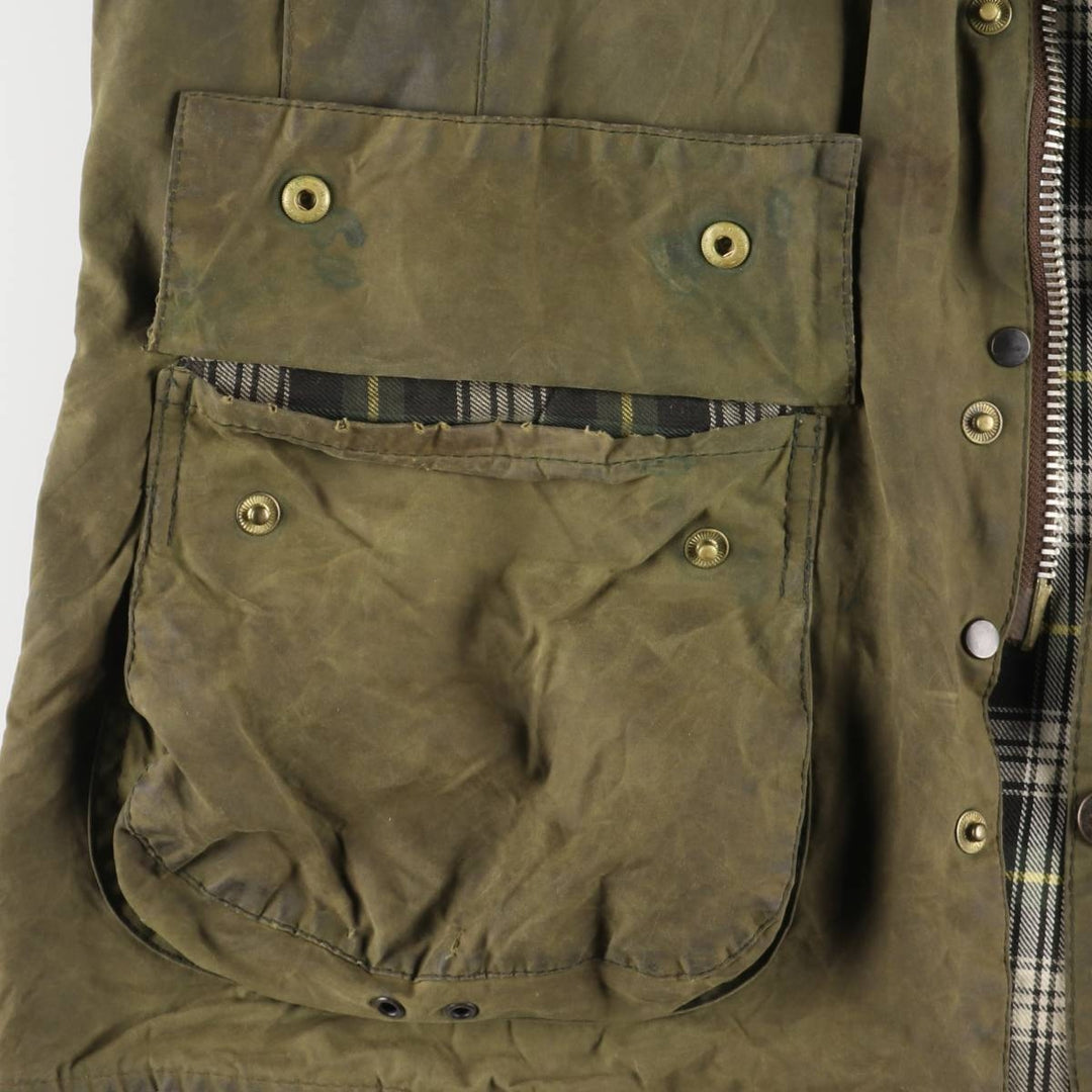 2000'S Barbour Beaufort 3-Warrant Badged Oiled Hunting Jacket, Made in the UK, C40, Men's Size M cotton Khaki type Vintage Second Hand