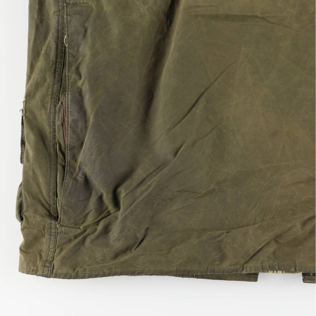 2000'S Barbour Beaufort 3-Warrant Badged Oiled Hunting Jacket, Made in the UK, C40, Men's Size M cotton Khaki type Vintage Second Hand