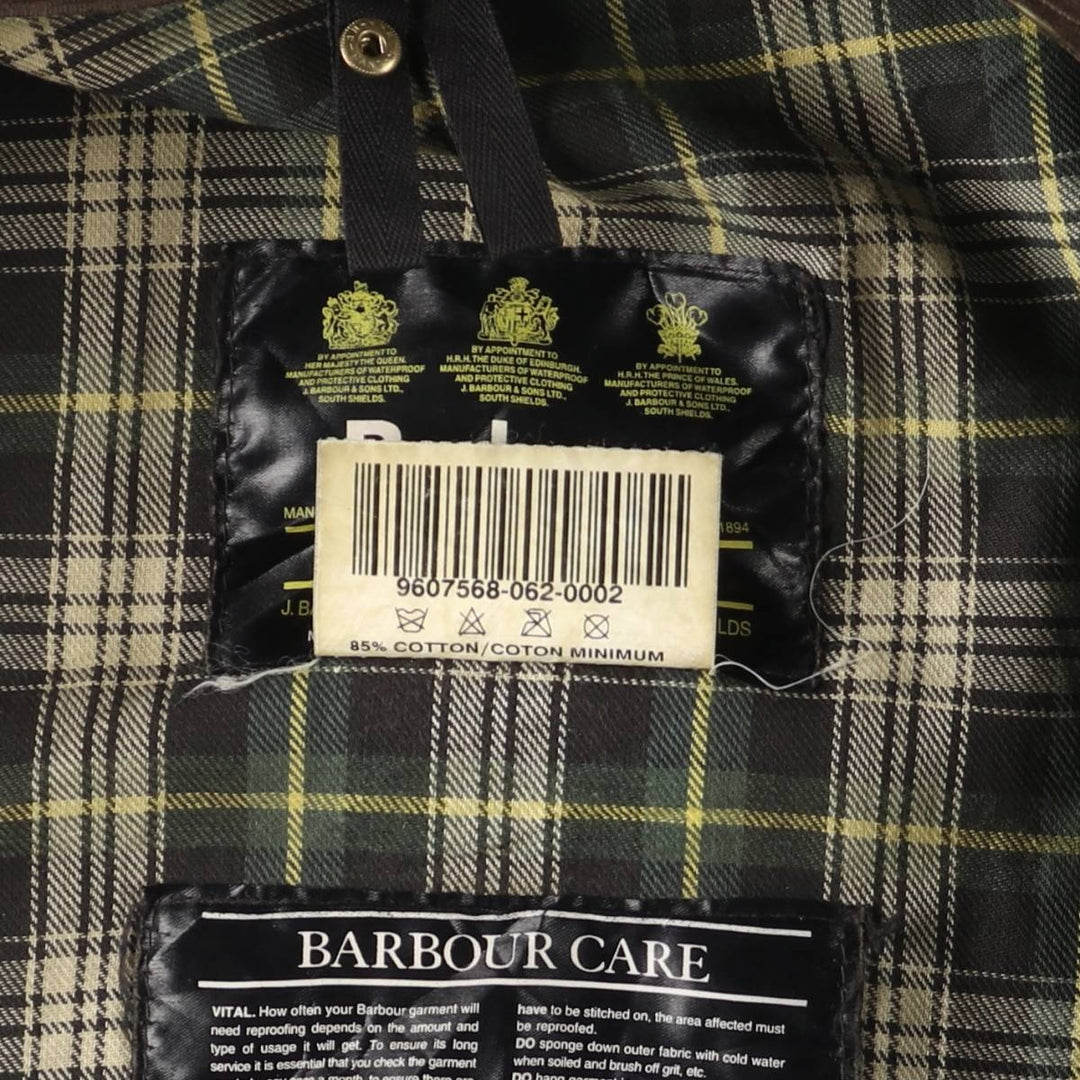 1990'S Barbour Beaufort 3 Warrant Oiled Hunting Jacket, Made in England, C42, Men's Size L cotton Khaki type Vintage Second Hand