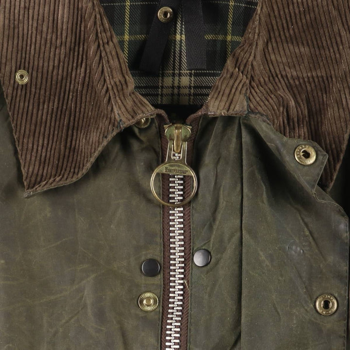1990'S Barbour Beaufort 3 Warrant Oiled Hunting Jacket, Made in England, C42, Men's Size L cotton Khaki type Vintage Second Hand