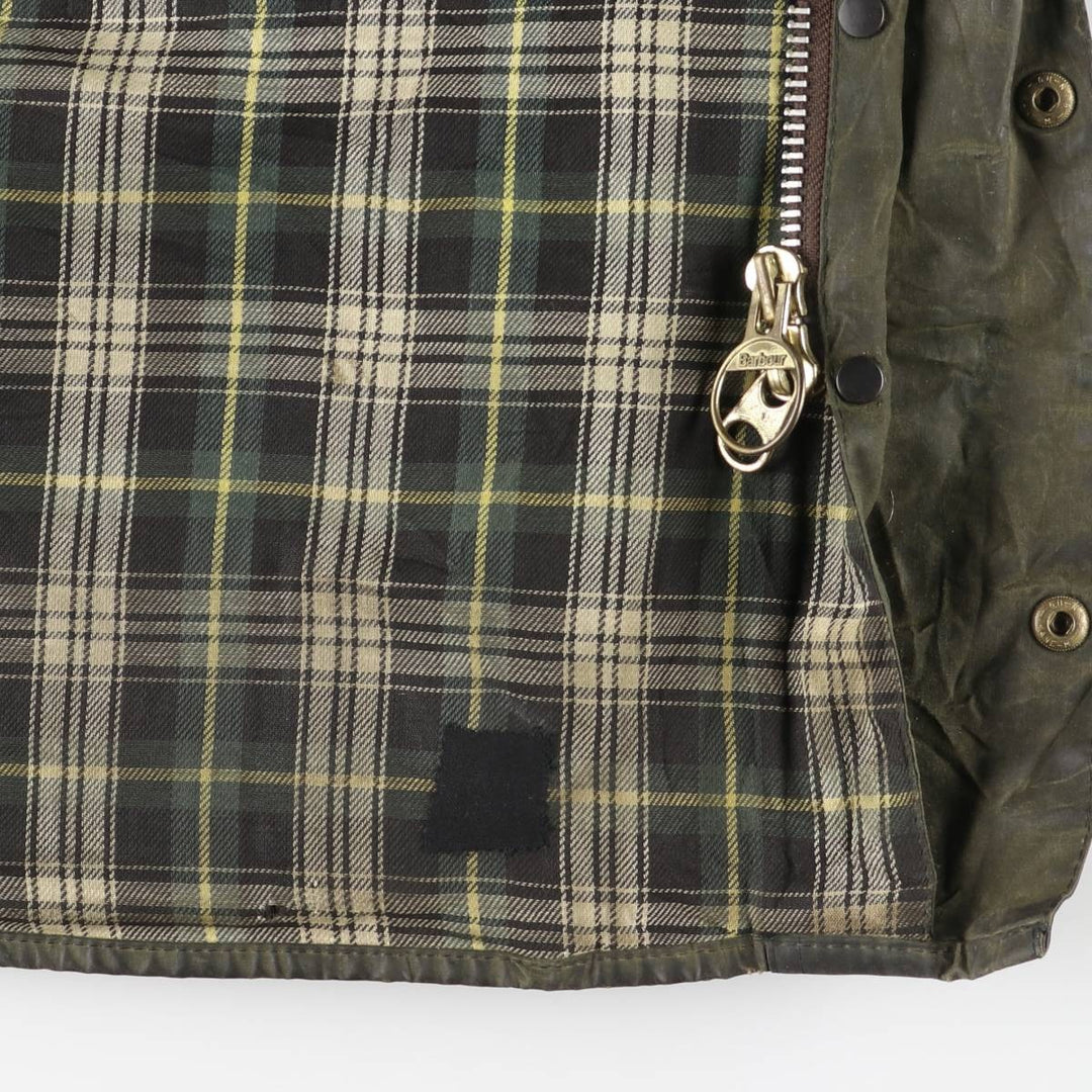 1990'S Barbour Beaufort 3 Warrant Oiled Hunting Jacket, Made in England, C42, Men's Size L cotton Khaki type Vintage Second Hand