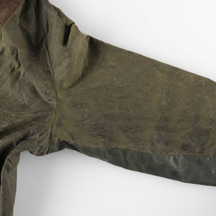 1990'S Barbour Beaufort 3 Warrant Oiled Hunting Jacket, Made in England, C42, Men's Size L cotton Khaki type Vintage Second Hand