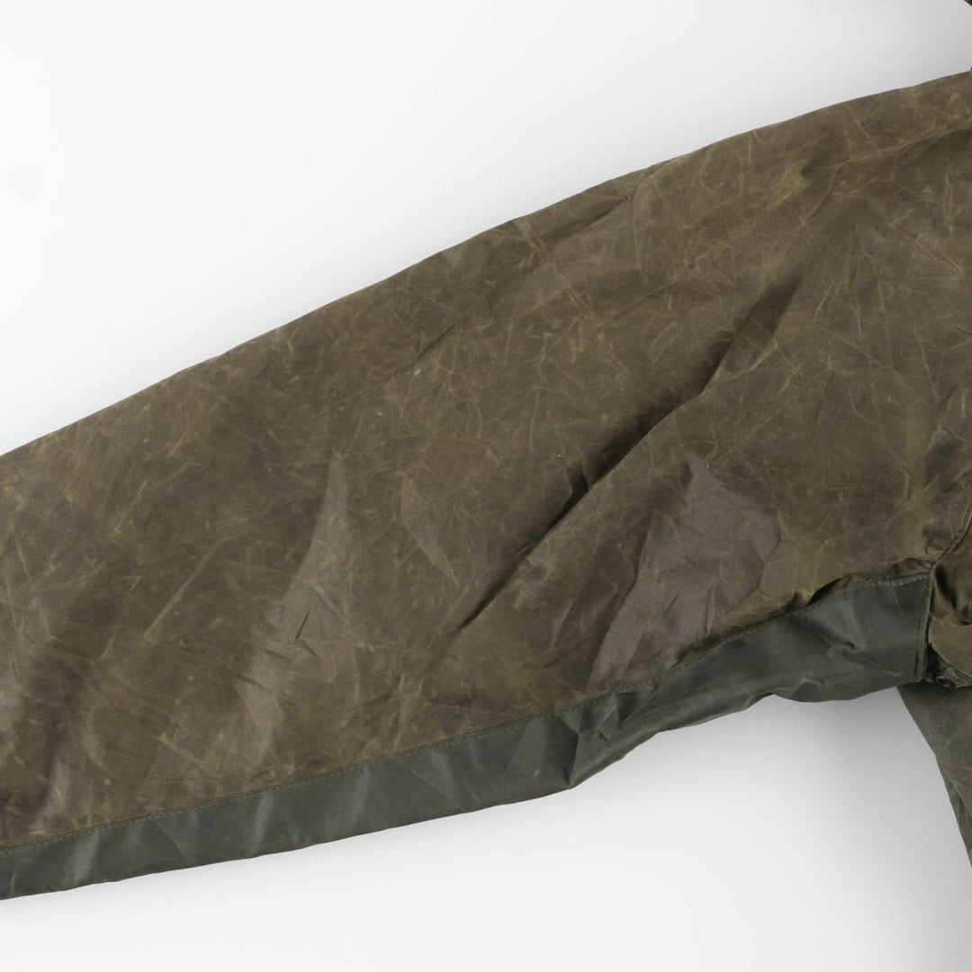1990'S Barbour Beaufort 3 Warrant Oiled Hunting Jacket, Made in England, C42, Men's Size L cotton Khaki type Vintage Second Hand