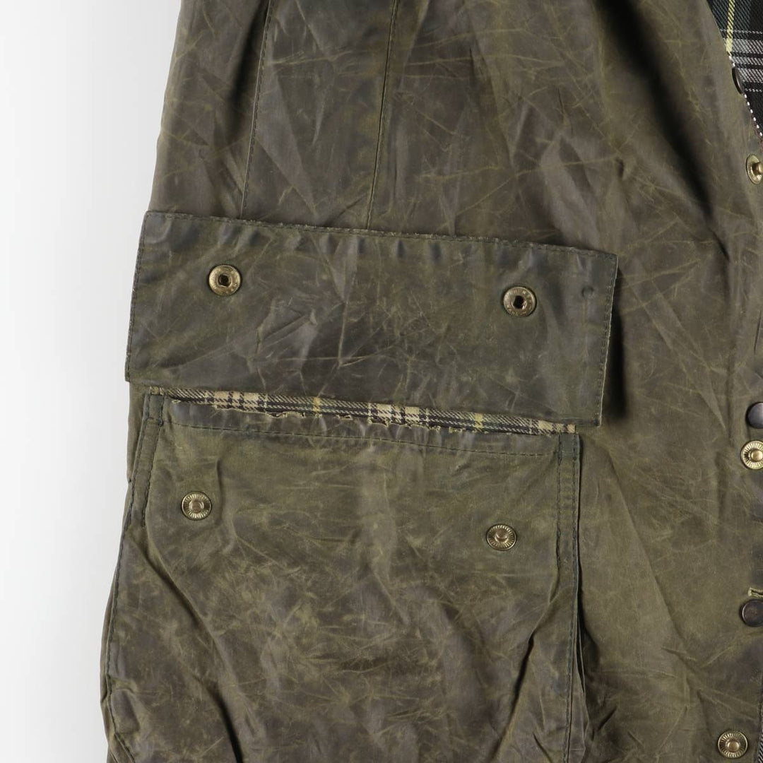 1990'S Barbour Beaufort 3 Warrant Oiled Hunting Jacket, Made in England, C42, Men's Size L cotton Khaki type Vintage Second Hand