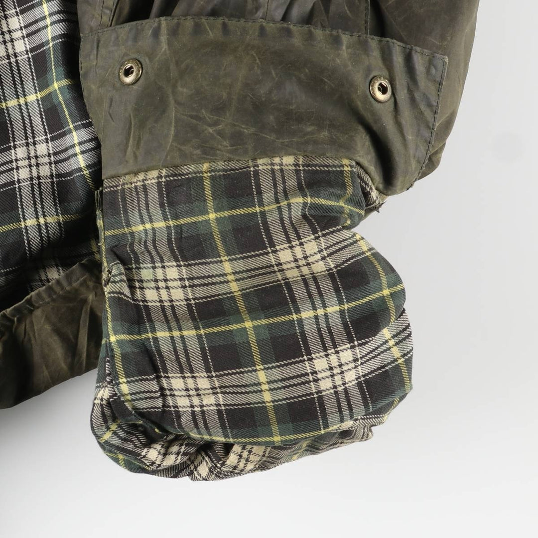 1990'S Barbour Beaufort 3 Warrant Oiled Hunting Jacket, Made in England, C42, Men's Size L cotton Khaki type Vintage Second Hand