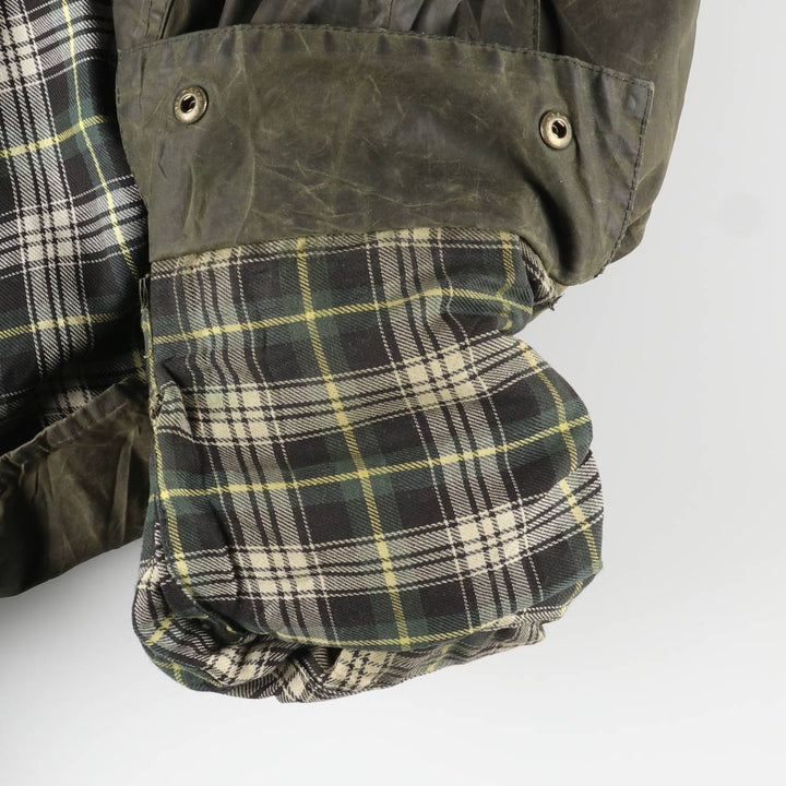 1990'S Barbour Beaufort 3 Warrant Oiled Hunting Jacket, Made in England, C42, Men's Size L cotton Khaki type Vintage Second Hand