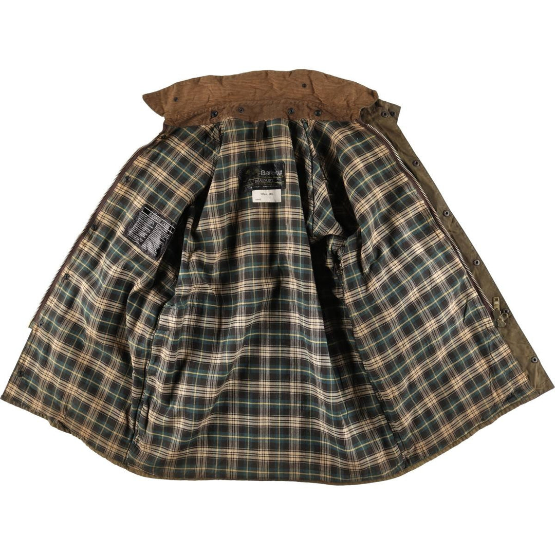 Vintage 1980'S Barbour Beaufort 2 Warrant Oiled Hunting Jacket, Made in England, Men's Size L unclear Khaki type Vintage Second Hand