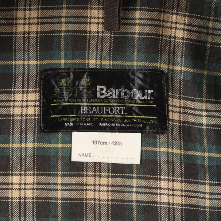 Vintage 1980'S Barbour Beaufort 2 Warrant Oiled Hunting Jacket, Made in England, Men's Size L unclear Khaki type Vintage Second Hand