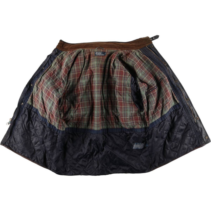 Ralph Lauren POLO by Ralph Lauren padded waxed cotton oiled jacket, men's size XL cotton navy blue type Vintage Second Hand