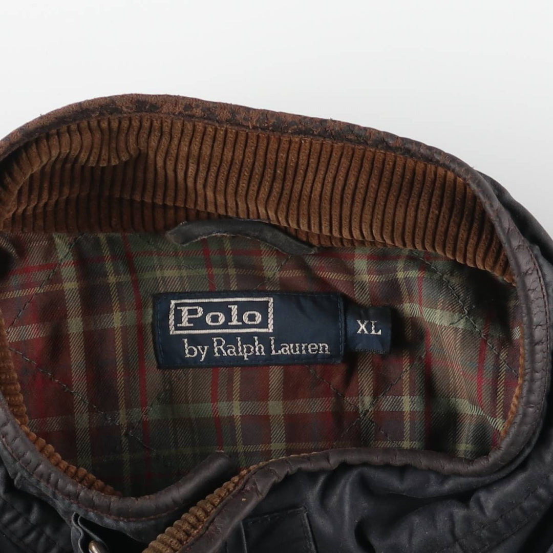 Ralph Lauren POLO by Ralph Lauren padded waxed cotton oiled jacket, men's size XL cotton navy blue type Vintage Second Hand