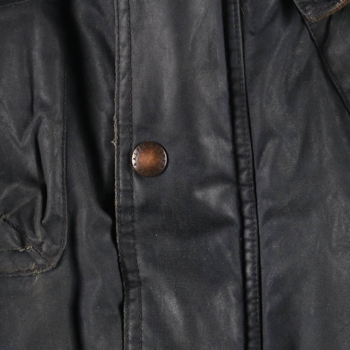 Ralph Lauren POLO by Ralph Lauren padded waxed cotton oiled jacket, men's size XL cotton navy blue type Vintage Second Hand