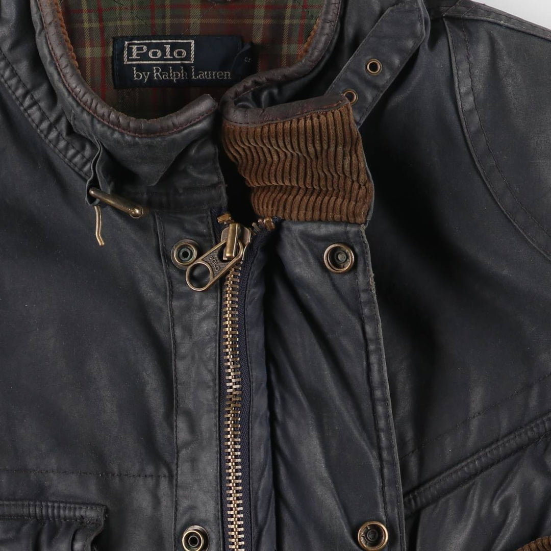 Ralph Lauren POLO by Ralph Lauren padded waxed cotton oiled jacket, men's size XL cotton navy blue type Vintage Second Hand