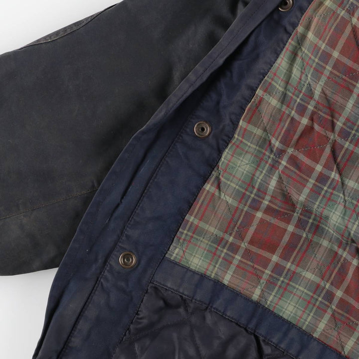 Ralph Lauren POLO by Ralph Lauren padded waxed cotton oiled jacket, men's size XL cotton navy blue type Vintage Second Hand