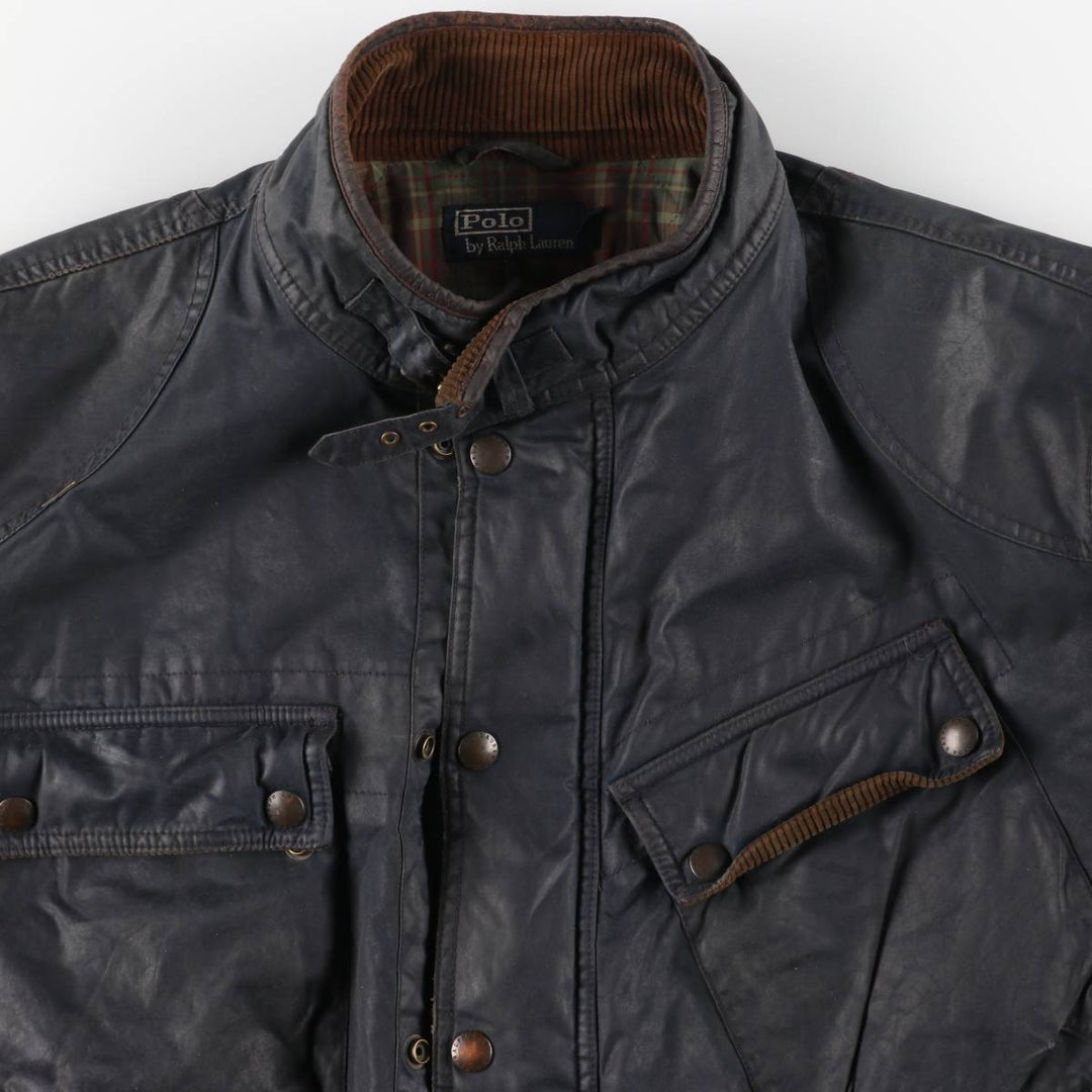 Ralph Lauren POLO by Ralph Lauren padded waxed cotton oiled jacket, men's size XL cotton navy blue type Vintage Second Hand