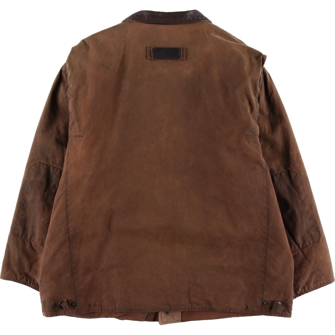 2000'S Barbour BUSHMAN Old 3 Warrant Waxed Cotton Oiled Jacket, Made in England, Men's XL cotton brown type Vintage Second Hand