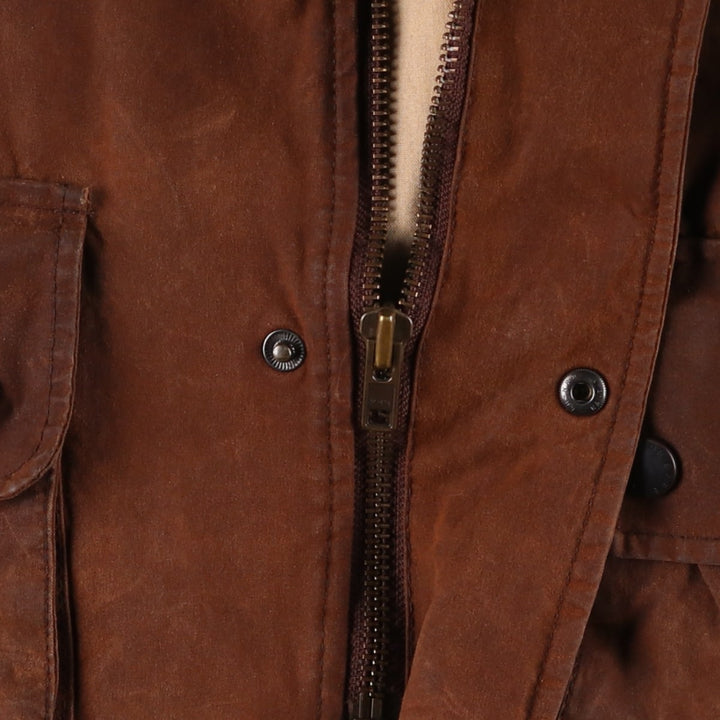 2000'S Barbour BUSHMAN Old 3 Warrant Waxed Cotton Oiled Jacket, Made in England, Men's XL cotton brown type Vintage Second Hand