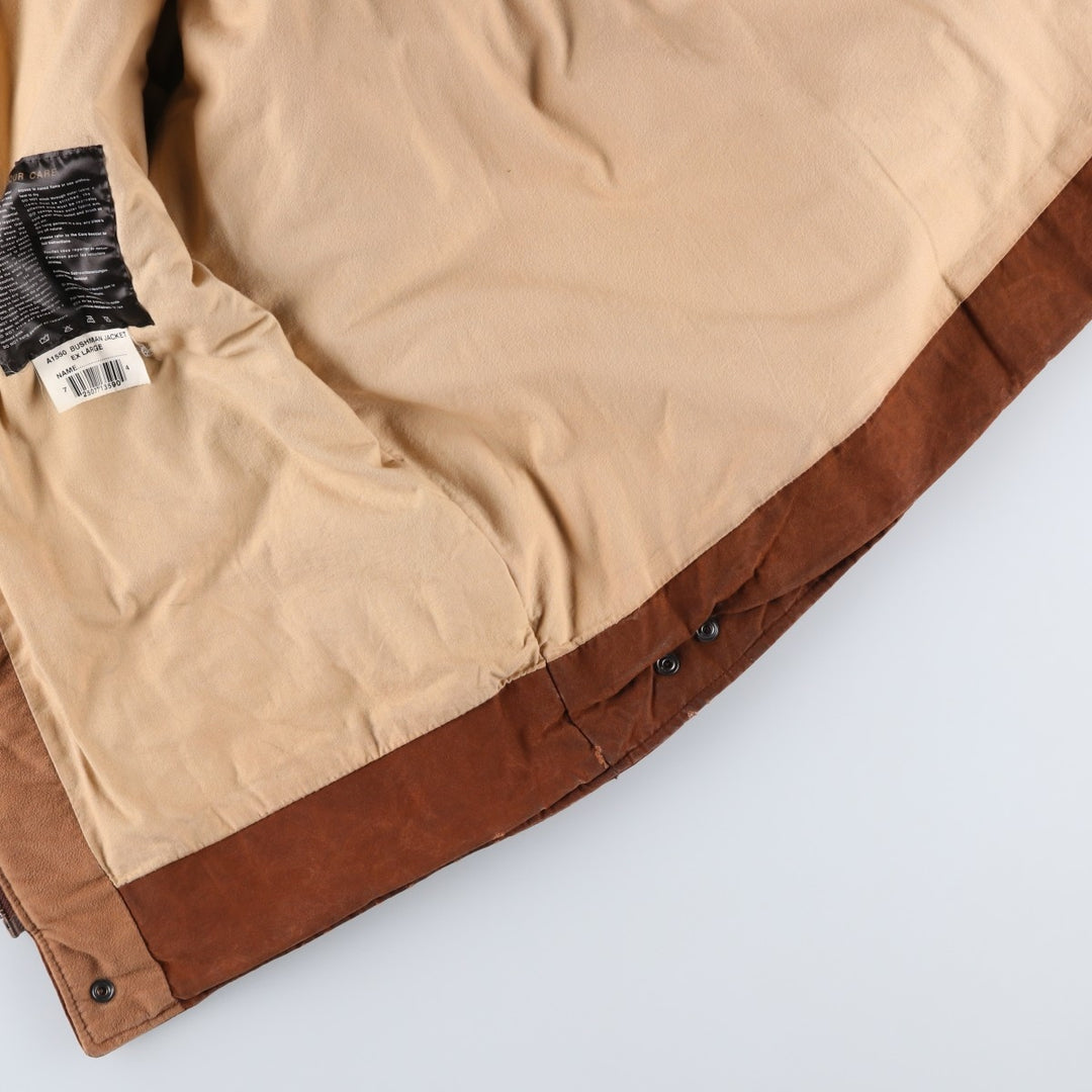 2000'S Barbour BUSHMAN Old 3 Warrant Waxed Cotton Oiled Jacket, Made in England, Men's XL cotton brown type Vintage Second Hand