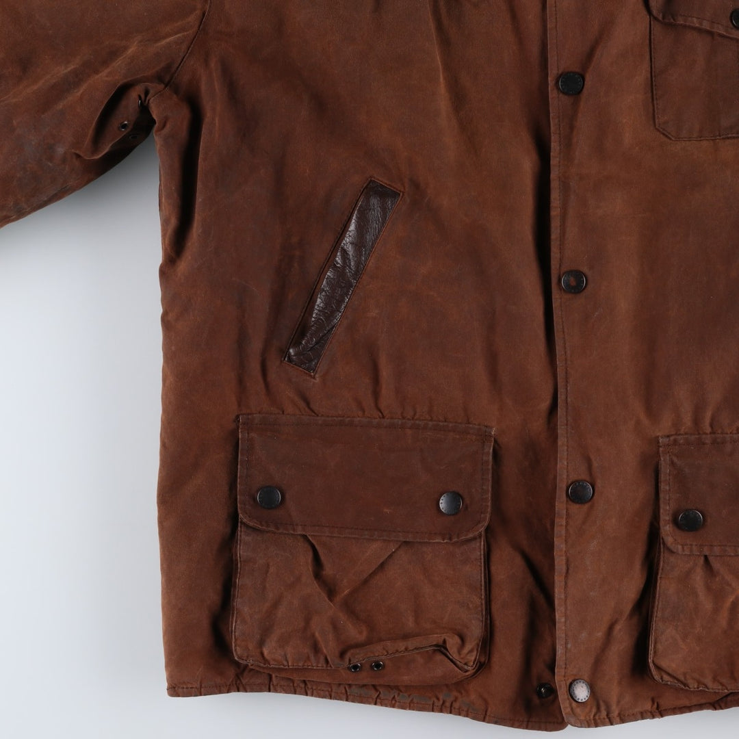 2000'S Barbour BUSHMAN Old 3 Warrant Waxed Cotton Oiled Jacket, Made in England, Men's XL cotton brown type Vintage Second Hand