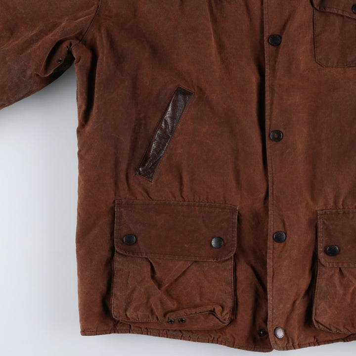 2000'S Barbour BUSHMAN Old 3 Warrant Waxed Cotton Oiled Jacket, Made in England, Men's XL cotton brown type Vintage Second Hand