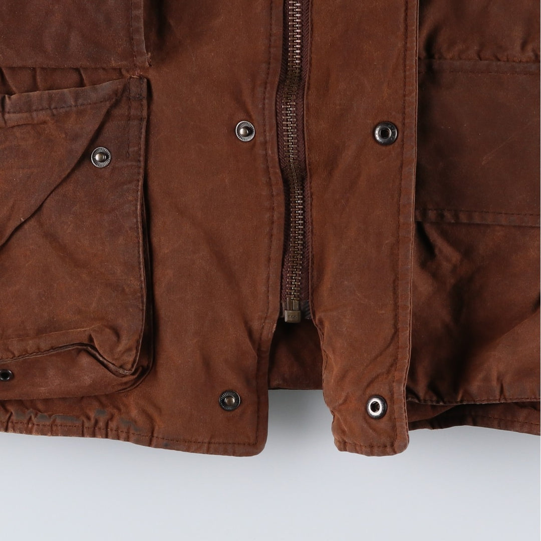 2000'S Barbour BUSHMAN Old 3 Warrant Waxed Cotton Oiled Jacket, Made in England, Men's XL cotton brown type Vintage Second Hand
