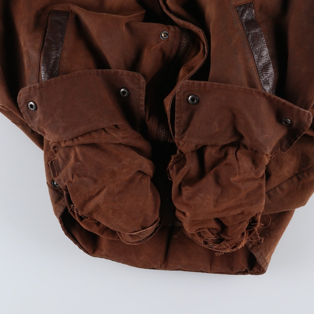 2000'S Barbour BUSHMAN Old 3 Warrant Waxed Cotton Oiled Jacket, Made in England, Men's XL cotton brown type Vintage Second Hand
