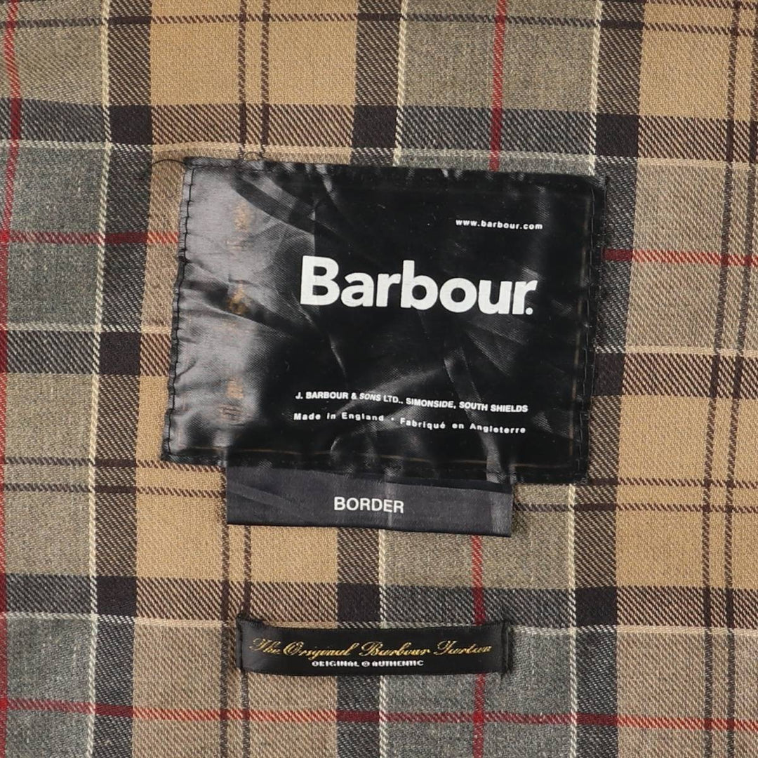 2000'S Barbour BORDER Hooded Waxed Cotton Oiled Jacket, Made in England, C46, Men's XL cotton navy blue type Vintage Second Hand