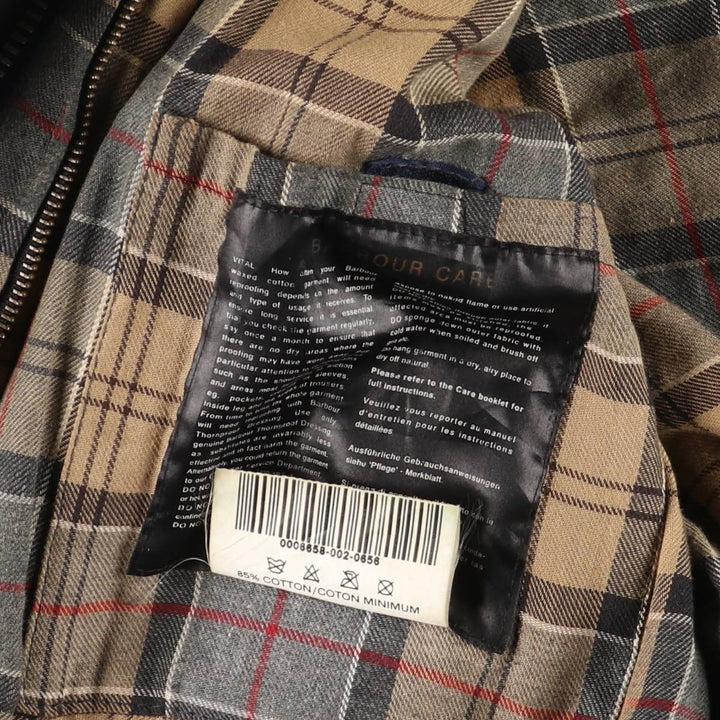 2000'S Barbour BORDER Hooded Waxed Cotton Oiled Jacket, Made in England, C46, Men's XL cotton navy blue type Vintage Second Hand