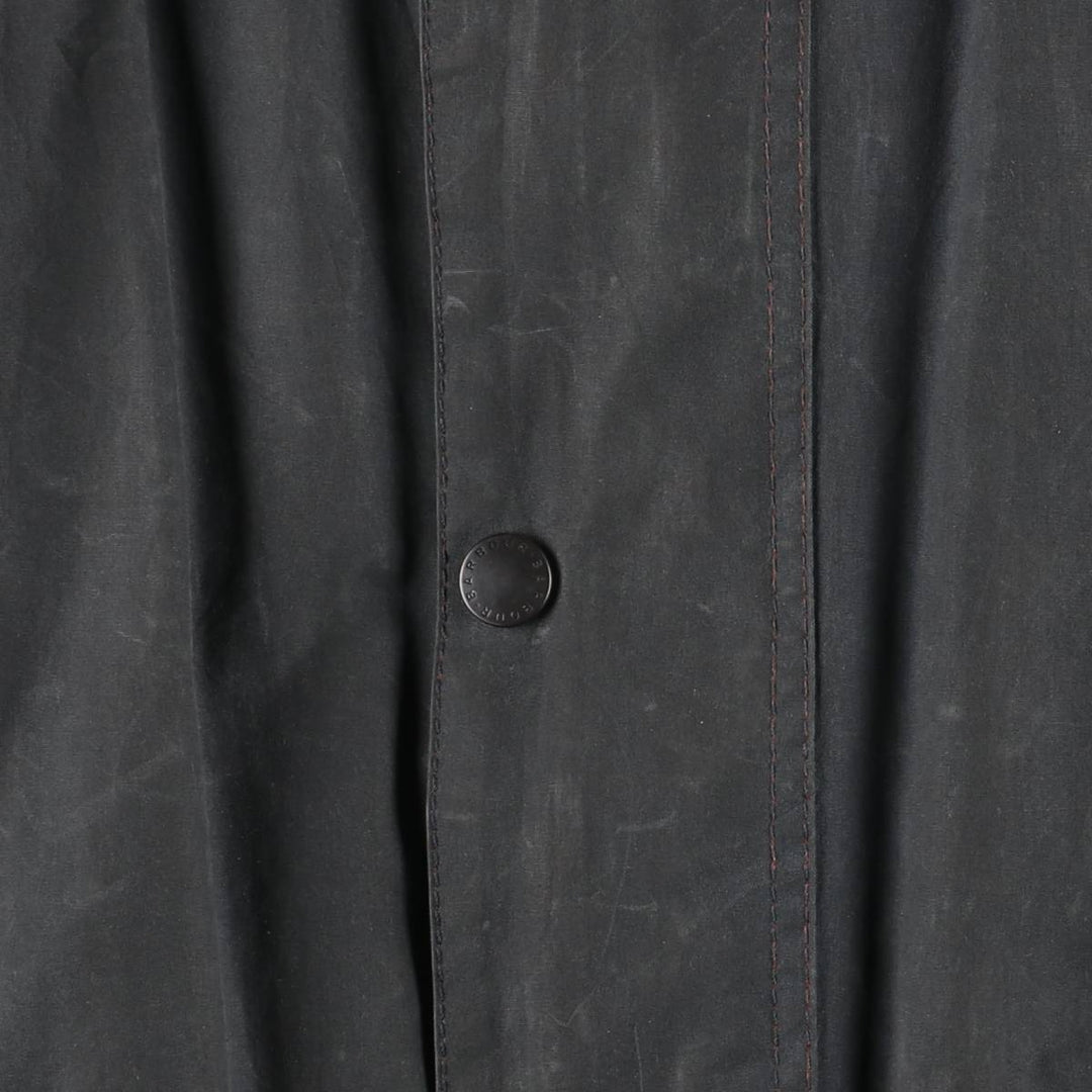 2000'S Barbour BORDER Hooded Waxed Cotton Oiled Jacket, Made in England, C46, Men's XL cotton navy blue type Vintage Second Hand