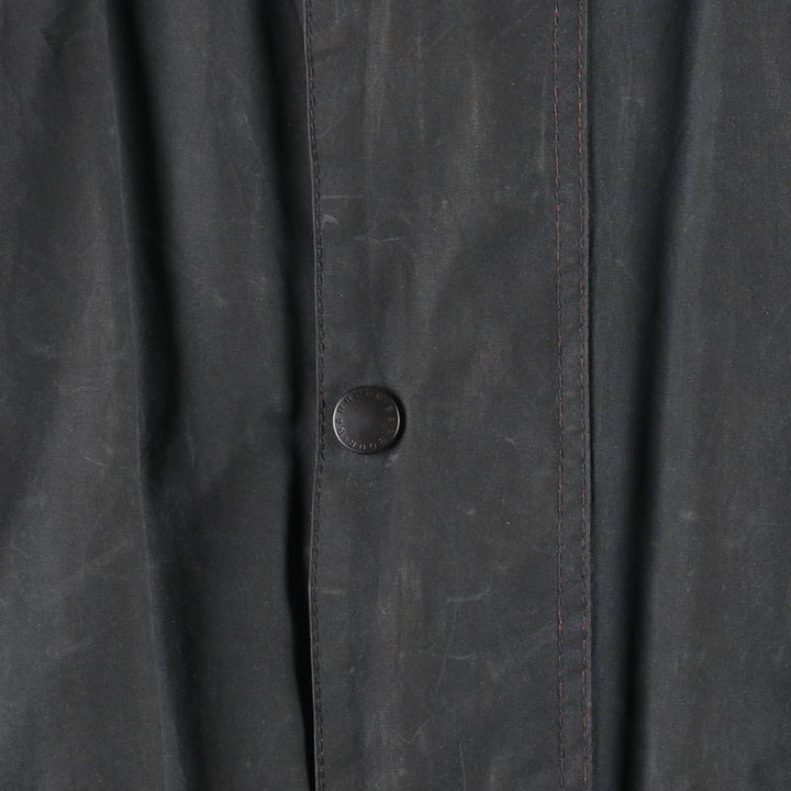 2000'S Barbour BORDER Hooded Waxed Cotton Oiled Jacket, Made in England, C46, Men's XL cotton navy blue type Vintage Second Hand