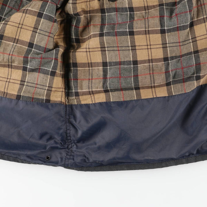 2000'S Barbour BORDER Hooded Waxed Cotton Oiled Jacket, Made in England, C46, Men's XL cotton navy blue type Vintage Second Hand