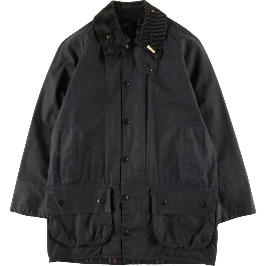 2000'S Barbour Beaufort 3rd Warrant Badged Oiled Hunting Jacket, Made in the UK, C38, Men's Size M cotton navy blue type Vintage Second Hand