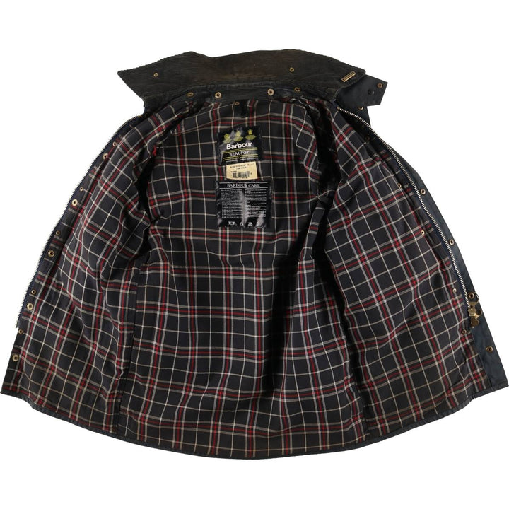 2000'S Barbour Beaufort 3rd Warrant Badged Oiled Hunting Jacket, Made in the UK, C38, Men's Size M cotton navy blue type Vintage Second Hand