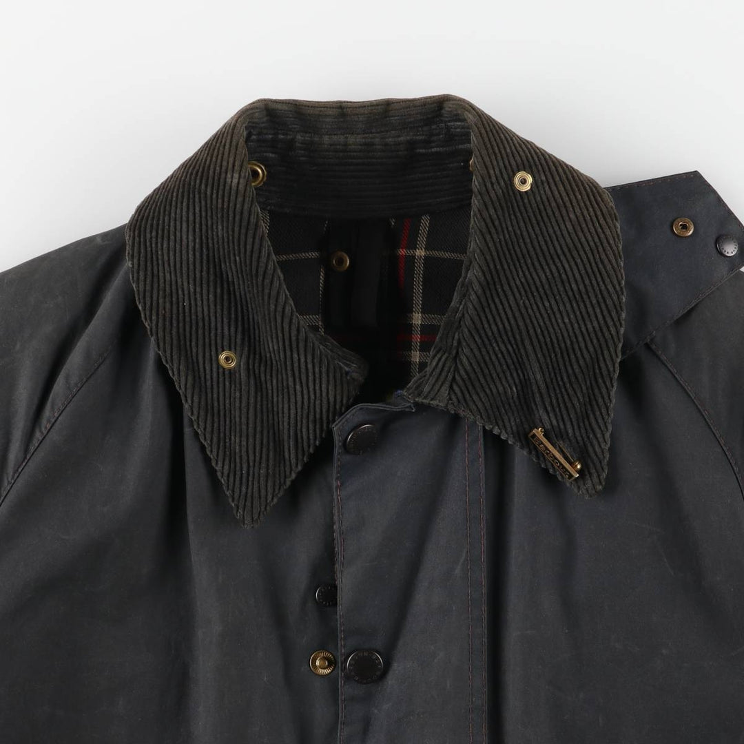 2000'S Barbour Beaufort 3rd Warrant Badged Oiled Hunting Jacket, Made in the UK, C38, Men's Size M cotton navy blue type Vintage Second Hand