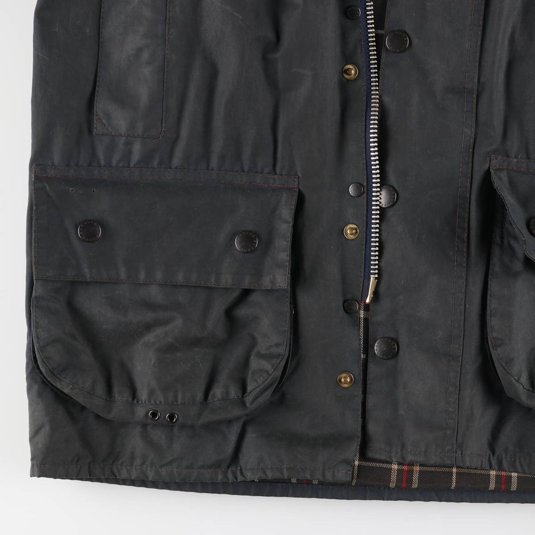 2000'S Barbour Beaufort 3rd Warrant Badged Oiled Hunting Jacket, Made in the UK, C38, Men's Size M cotton navy blue type Vintage Second Hand