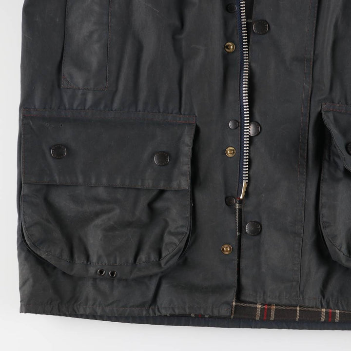 2000'S Barbour Beaufort 3rd Warrant Badged Oiled Hunting Jacket, Made in the UK, C38, Men's Size M cotton navy blue type Vintage Second Hand