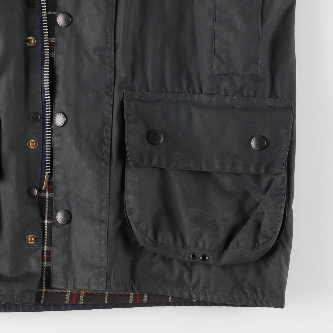 2000'S Barbour Beaufort 3rd Warrant Badged Oiled Hunting Jacket, Made in the UK, C38, Men's Size M cotton navy blue type Vintage Second Hand