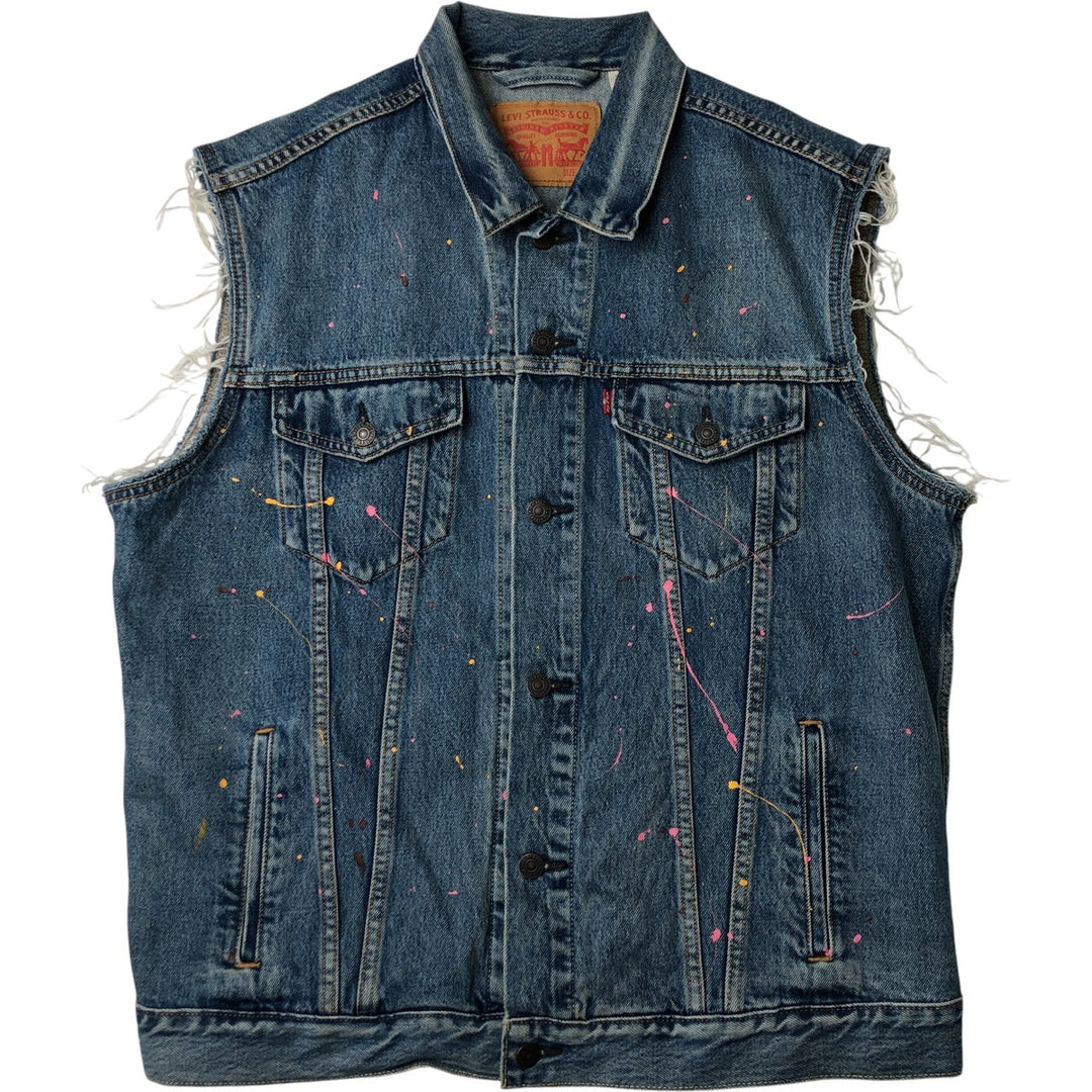 Levi's Painted Cut-Off Denim Vest, Men's Size XL cotton blue type Vintage Second Hand