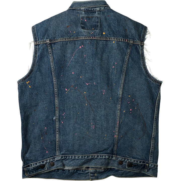 Levi's Painted Cut-Off Denim Vest, Men's Size XL cotton blue type Vintage Second Hand