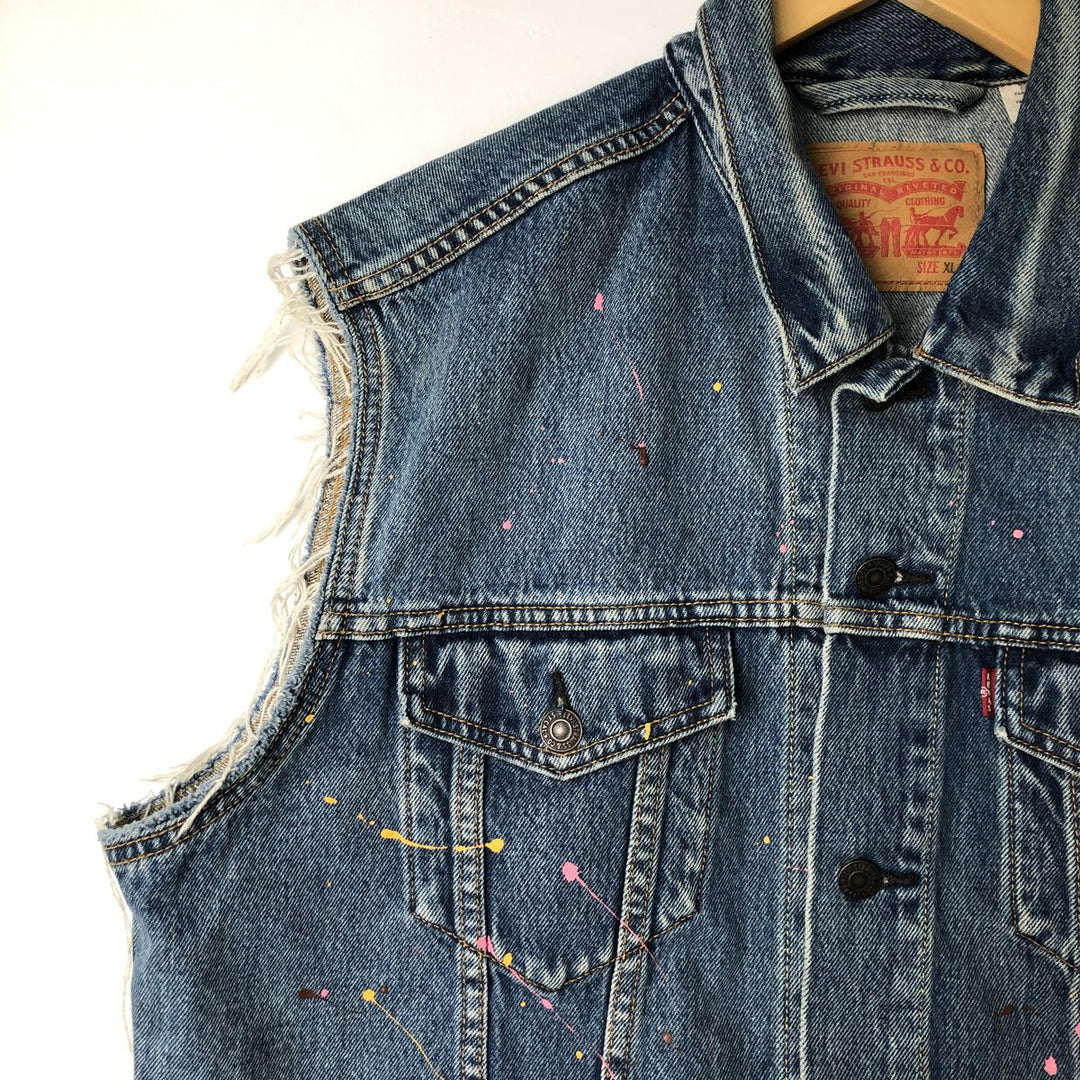 Levi's Painted Cut-Off Denim Vest, Men's Size XL cotton blue type Vintage Second Hand