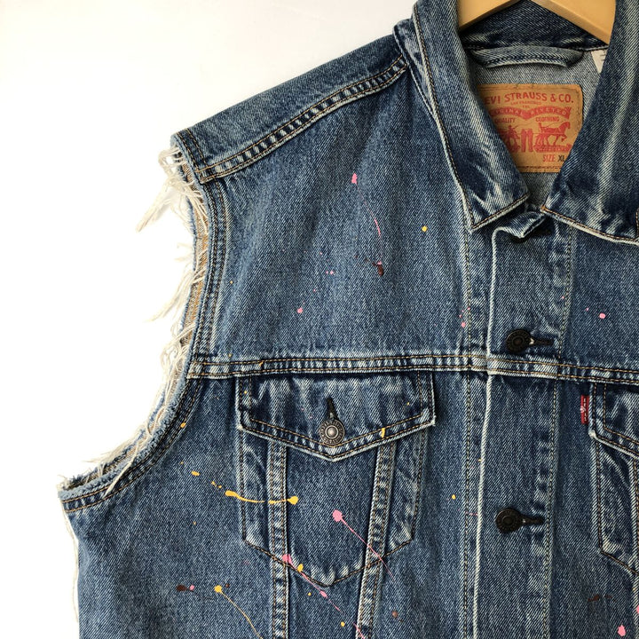 Levi's Painted Cut-Off Denim Vest, Men's Size XL cotton blue type Vintage Second Hand