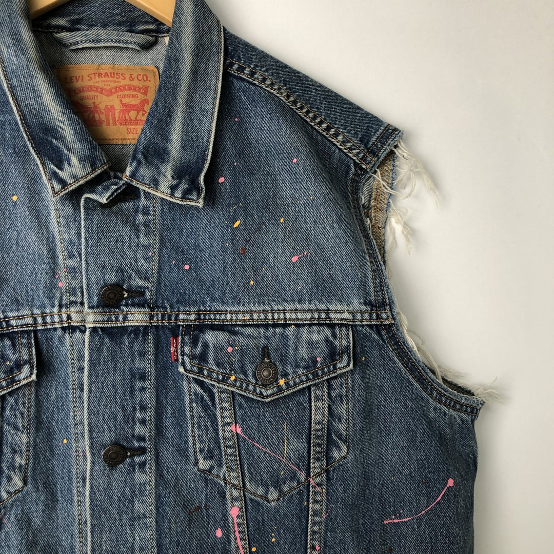 Levi's Painted Cut-Off Denim Vest, Men's Size XL cotton blue type Vintage Second Hand