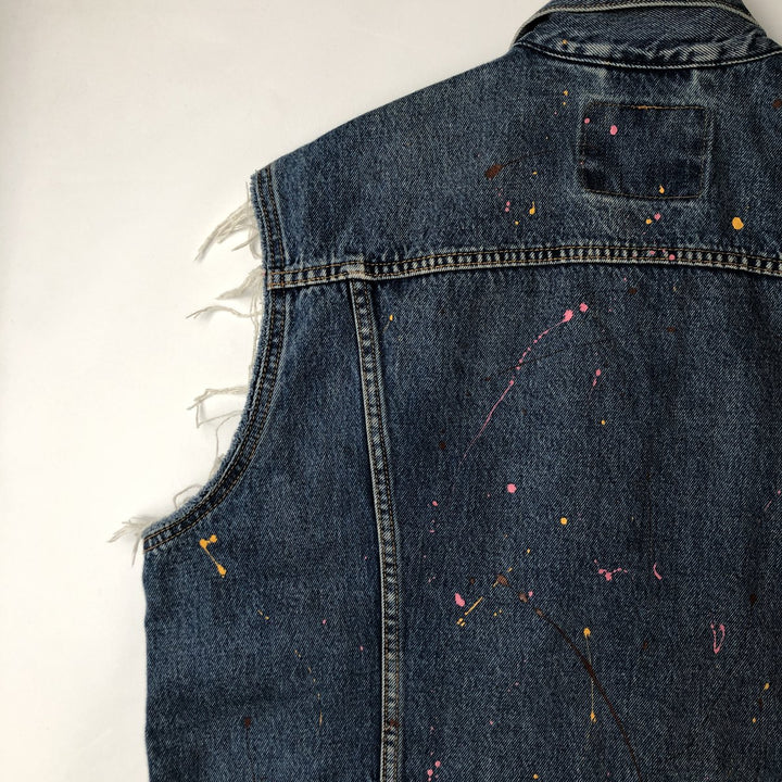 Levi's Painted Cut-Off Denim Vest, Men's Size XL cotton blue type Vintage Second Hand
