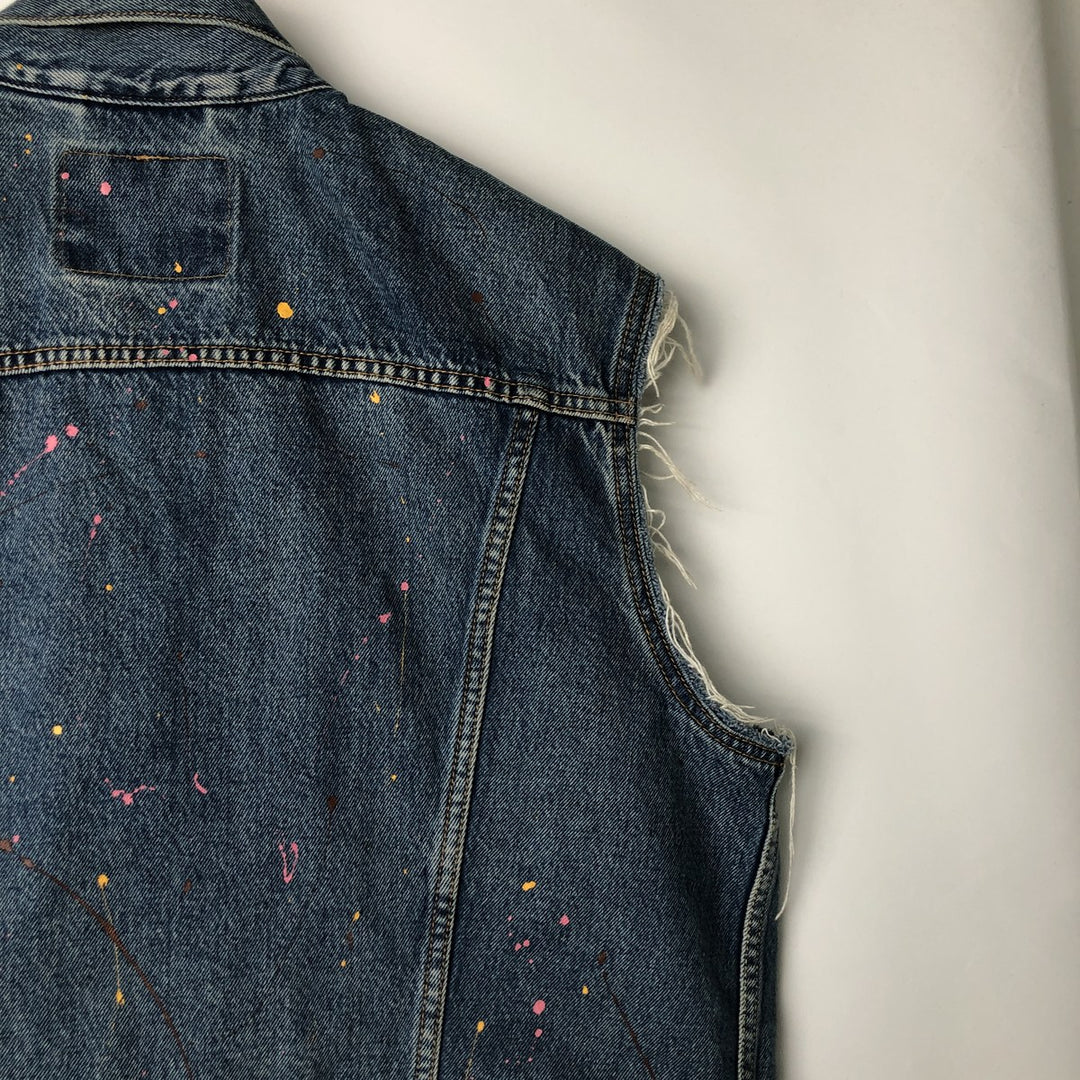 Levi's Painted Cut-Off Denim Vest, Men's Size XL cotton blue type Vintage Second Hand