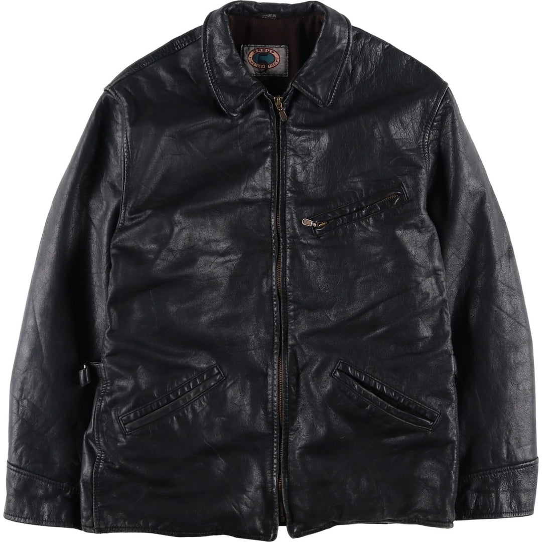 Group 5 Leather Sports Jacket, Made in Canada, Men's Size Medium genuine leather black type Vintage Second Hand
