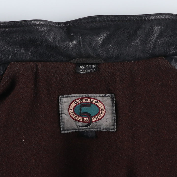 Group 5 Leather Sports Jacket, Made in Canada, Men's Size Medium genuine leather black type Vintage Second Hand