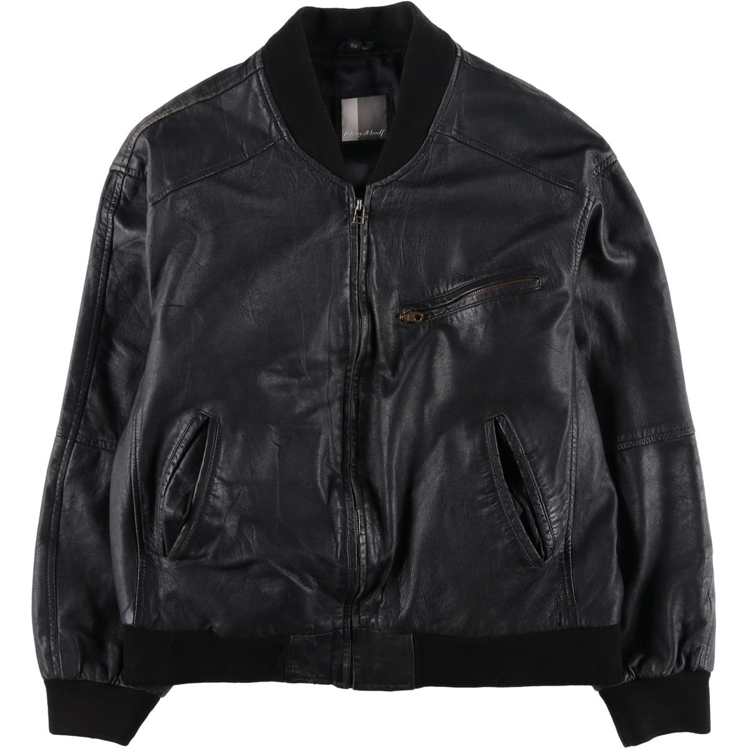 Henry Money Leather Blouson, Men's Size L genuine leather black type Vintage Second Hand
