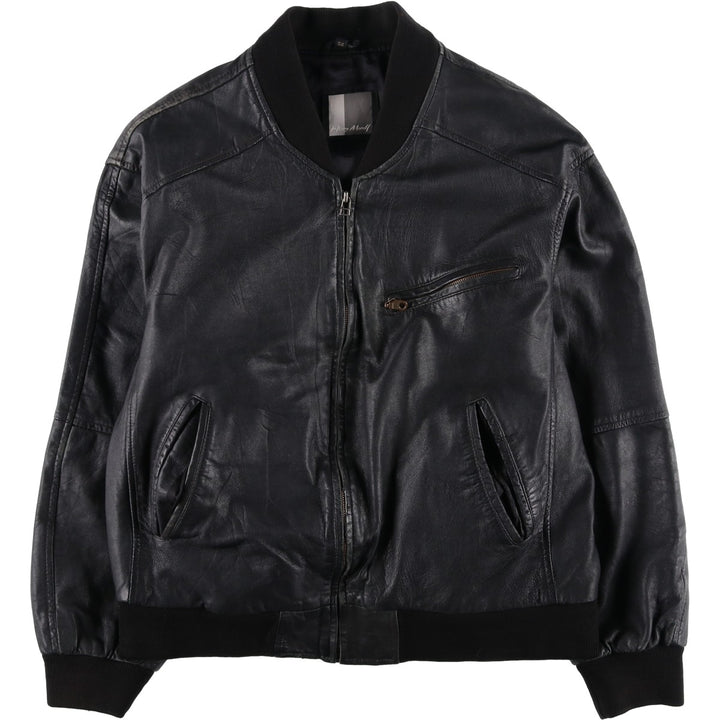 Henry Money Leather Blouson, Men's Size L genuine leather black type Vintage Second Hand